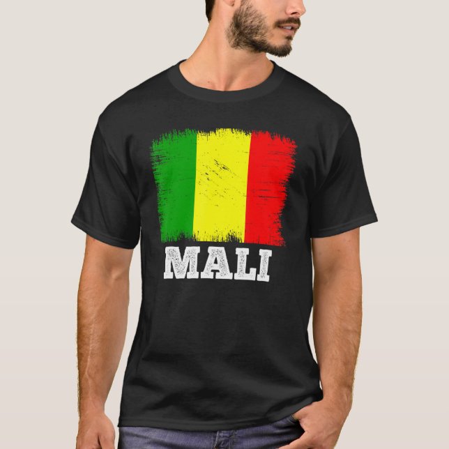 Vintage Flagge Mali Länderrückenflagge Mali T-Shirt (Vorderseite)