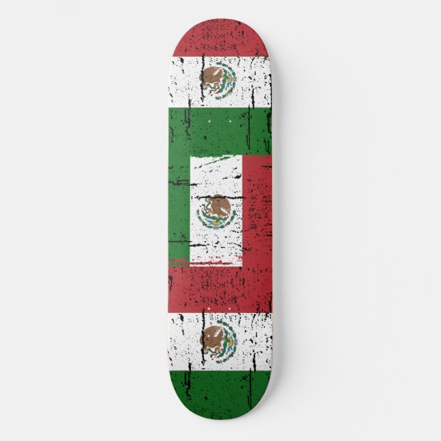 Vintage Flagge Mexikos Skateboard (Vorderseite)