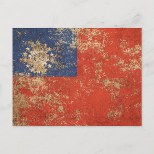 Vintage Flagge Myanmars Postkarte