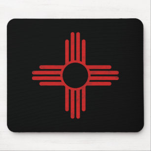 Vintage-Flagge New Mexico Zia-Sonne Retro abgenutz Mousepad