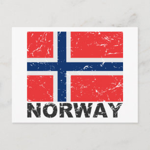 Vintage Flagge Norwegens Postkarte