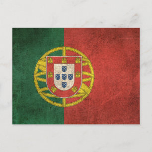 Vintage Flagge Portugals mit Gebrauchsspuren Postkarte