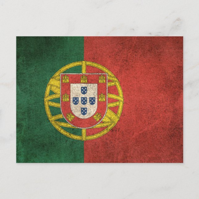 Vintage Flagge Portugals Postkarte (Vorderseite)