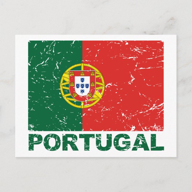 Vintage Flagge Portugals Postkarte (Vorderseite)