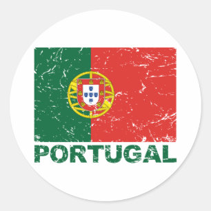 Vintage Flagge Portugals Runder Aufkleber