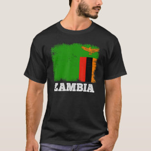 Vintage Flagge Sambias Länderrückenflagge Sambia T-Shirt