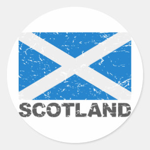 Vintage Flagge Schottland Runder Aufkleber