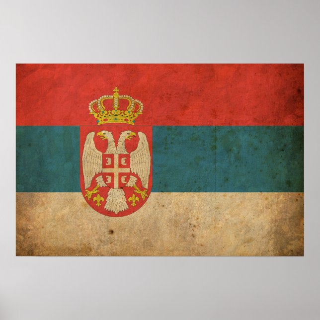 Vintage Flagge Serbiens Poster (Vorne)