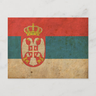 Vintage Flagge Serbiens Postkarte