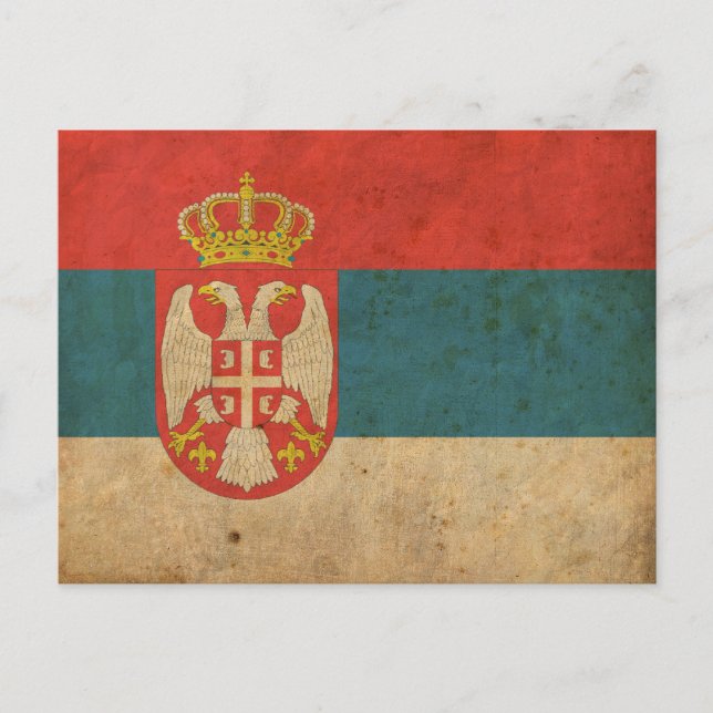 Vintage Flagge Serbiens Postkarte (Vorderseite)