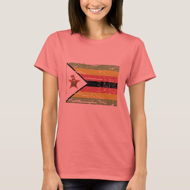 Vintage Flagge Simbabwes T-Shirt (Vorderseite)