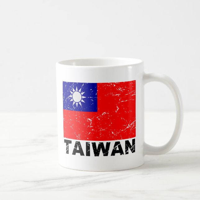 Vintage Flagge Taiwans Tasse (Rechts)