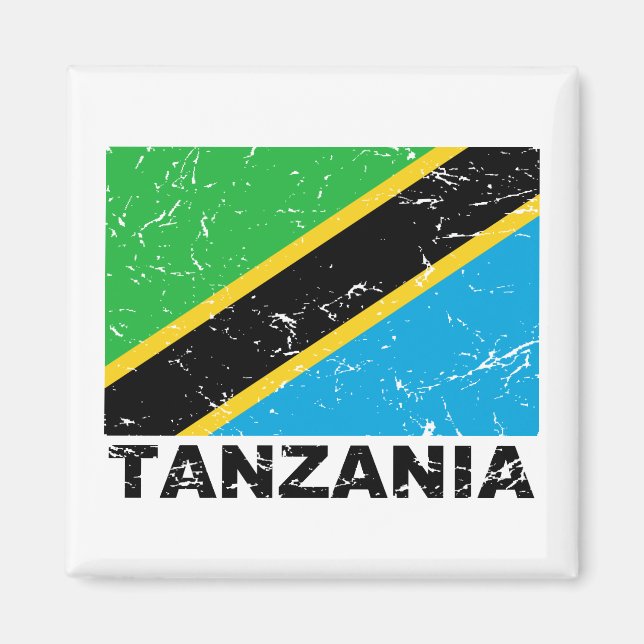 Vintage Flagge Tansanias Magnet (Vorne)