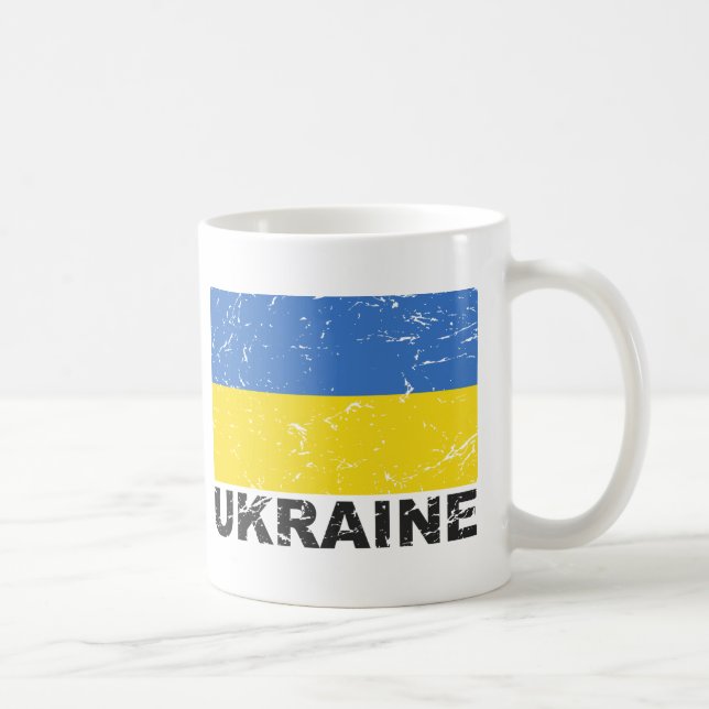 Vintage Flagge Ukraine Kaffeetasse (Rechts)