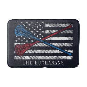 Vintage Flagge und Lacrosse Bats Personalisiert Badematte