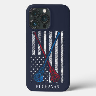 Vintage-Flagge und Lacrosse-Schläger personalisier Case-Mate iPhone Hülle