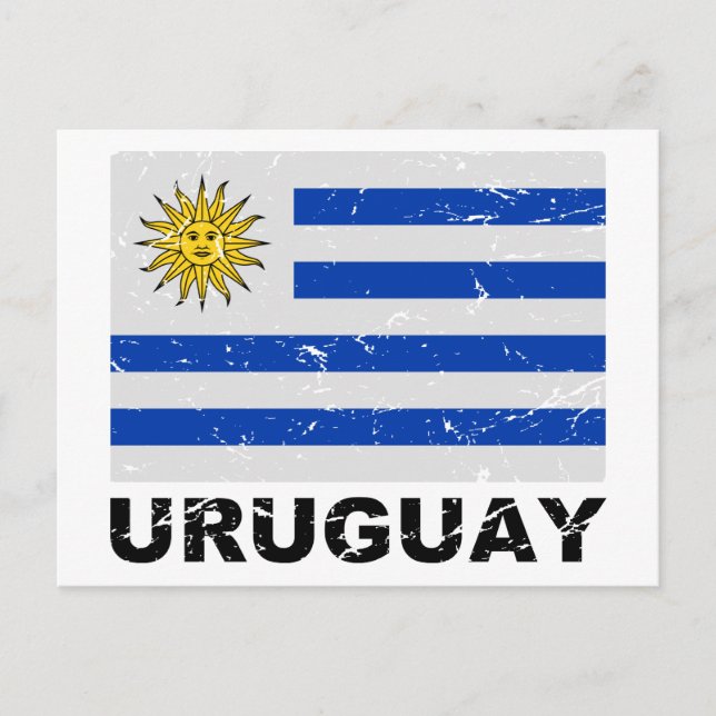 Vintage Flagge Uruguays Postkarte (Vorderseite)