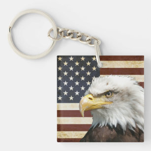 Vintage Flagge US USA mit amerikanischem Adler Schlüsselanhänger