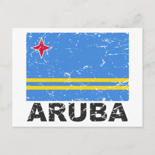 Vintage Flagge von Aruba Postkarte