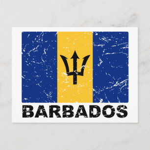 Vintage Flagge von Barbados Postkarte