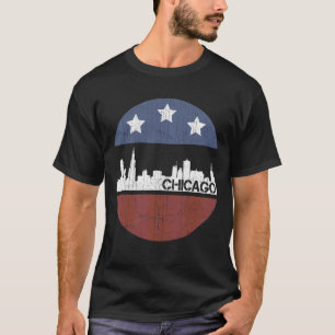 Vintage Flagge von Chicago City Skyline T-Shirt