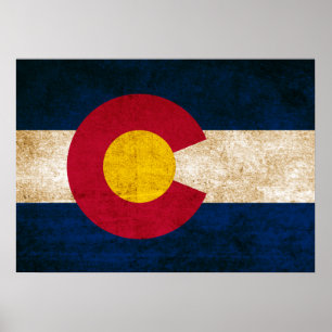 Vintage-Flagge von Colorado Poster