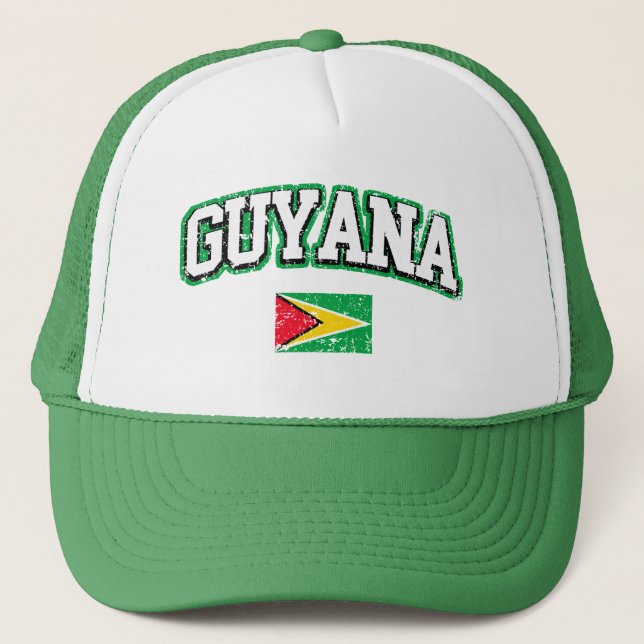 Vintage Flagge von Guyana Truckerkappe (Vorderseite)