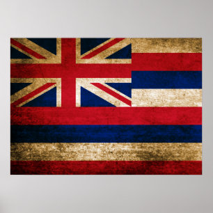 Vintage Flagge von Hawaii Poster