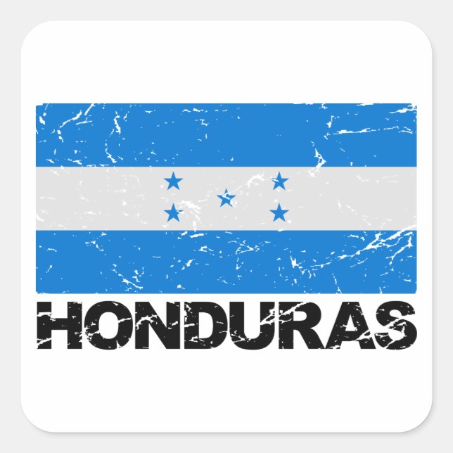 Vintage Flagge von Honduras Quadratischer Aufkleber (Vorderseite)