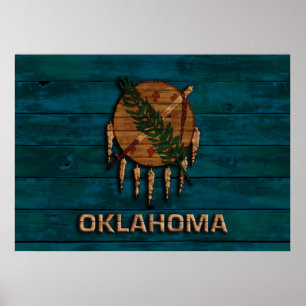 Vintage Flagge von Oklahoma Poster