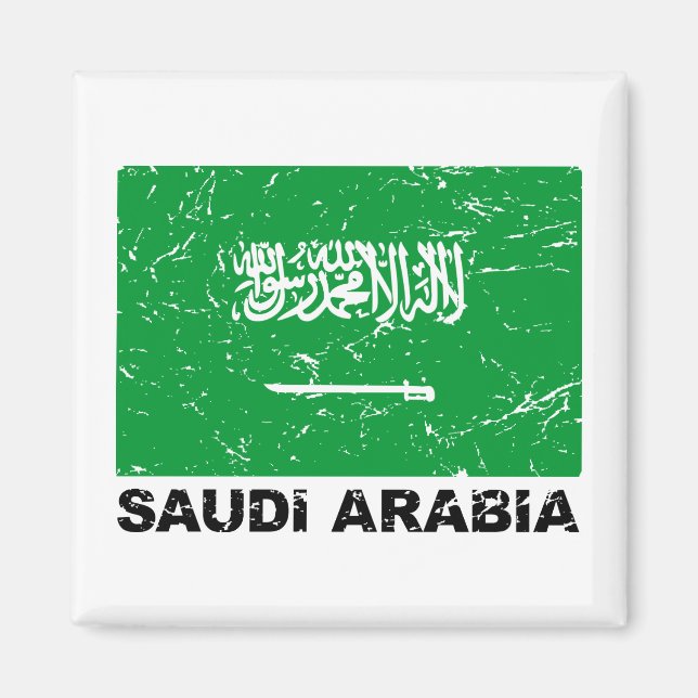 Vintage Flagge von Saudia Arabia Magnet (Vorne)