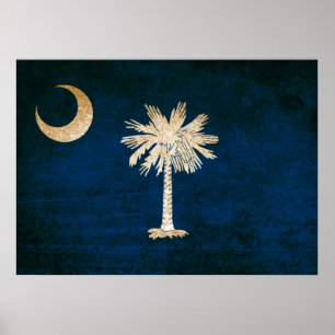 Vintage Flagge von South Carolina Poster