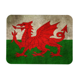 Vintage Flagge von Wales mit Abnutzungsspuren Magnet