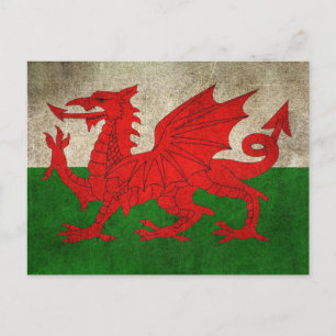 Vintage Flagge von Wales mit distressed-Effekt Postkarte
