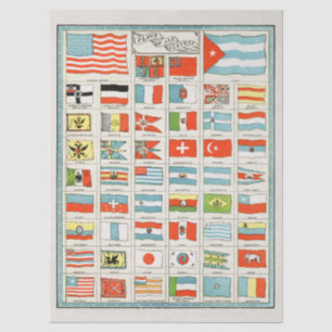 Vintage-Flaggen aller Nationen - Bildungsposter Seidenpapier
