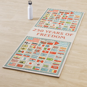 Vintage-Flaggen aller Nationen - Bildungsposter Yogamatte
