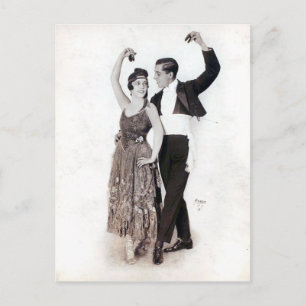 Vintage-Flamenco-Paar mit Kastagnetten Postkarte