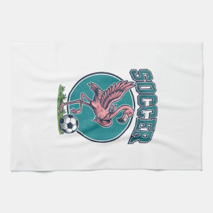 Vintage-Flamingo-Fußballspieler-Grafik-Shirt_1 Geschirrtuch