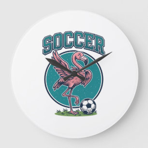 Vintage-Flamingo-Fußballspieler-Grafik-Shirt_1 Große Wanduhr