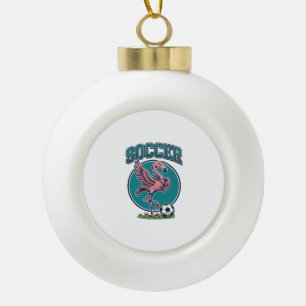 Vintage-Flamingo-Fußballspieler-Grafik-Shirt_1 Keramik Kugel-Ornament