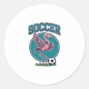 Vintage-Flamingo-Fußballspieler-Grafik-Shirt_1 Runder Aufkleber