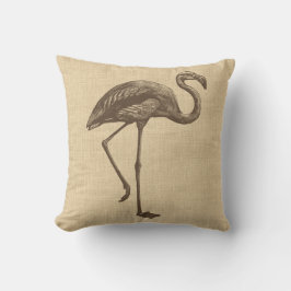 Vintage Flamingo-Illustration auf Burlap Kissen