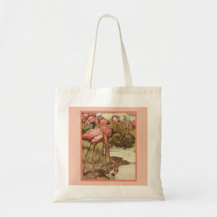 Vintage Flamingo Illustration Print Leinwand Tasch Tragetasche
