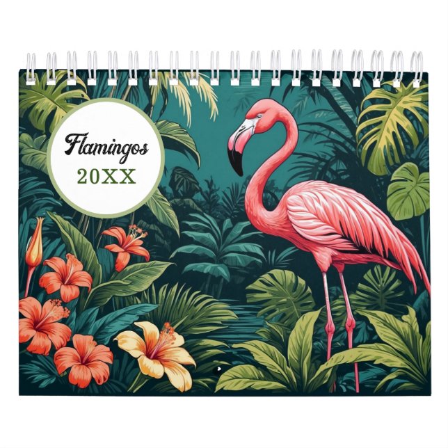 Vintage Flamingo-Illustrationen Kalender (Titelbild)