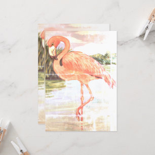 Vintage-Flamingo-Kunst Ende des Sommer-Geburtstags Einladung