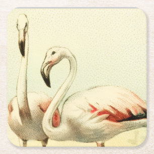 Vintage Flamingo Rechteckiger Pappuntersetzer