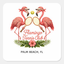 Vintage Flamingo Tennis Club Personalisiert