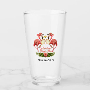 Vintage Flamingo Tennisclub Personalisiert Glas
