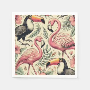 Vintage Flamingo und Toucan Nahtlos Serviette