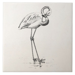 Vintage Flamingo-Vogel-Antiken-Vogel-Schablone Fliese